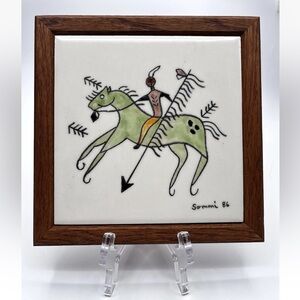 Tecolote Tiles of Santa Fe #5353 Hand Painted Native American Design - Sammi 86